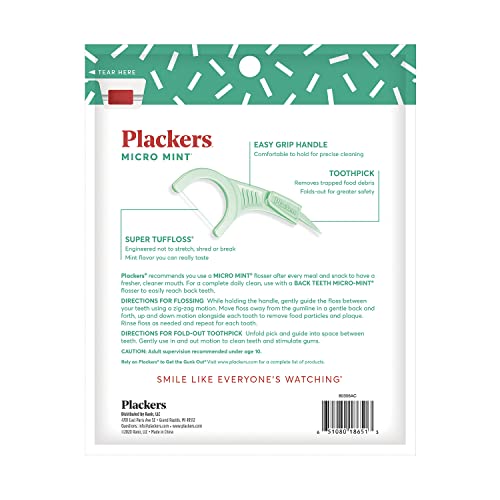 Plackers Dental Floss Picks, Micro Mint, 150 Count