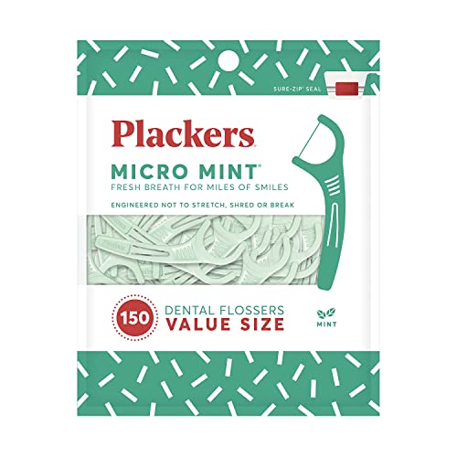 Plackers Dental Floss Picks, Micro Mint, 150 Count