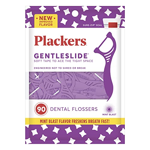Plackers Gentleslide Dental Flossers, Mint Blast Flavor, Gentle Clean, Soft F...