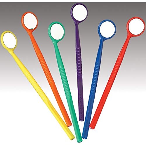 Plasdent Disposable Mouth Mirrors (48 PCS) Assorted Colors, Front Face Mirror...