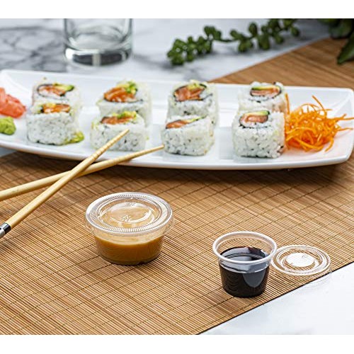 PlastiMade Clear Disposable Plastic Portion Cups With Lids (100 Sets - 1 Oz) ...