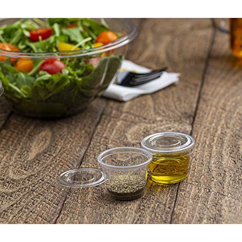 PlastiMade Clear Disposable Plastic Portion Cups With Lids (100 Sets - 1 Oz) ...