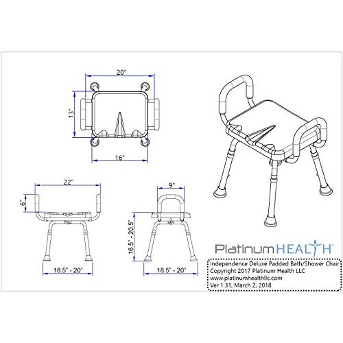 Bath Bench Shower Bench, Padded with Armrests. Independence(tm) Deluxe Bath C...