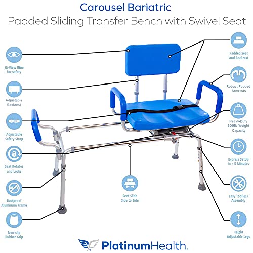 Carousel Sliding Transfer Bench with Swivel Seat-BARIATRIC 600LB Capacity. Pr...