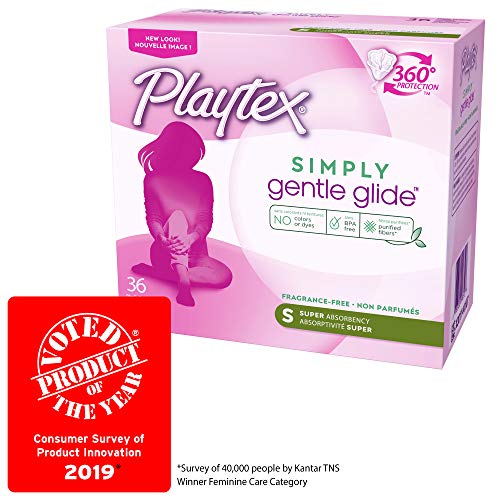 Playtex Simply Gentle Glide Unscented Tampons, Super Absorbency, 36 Count (Pa...