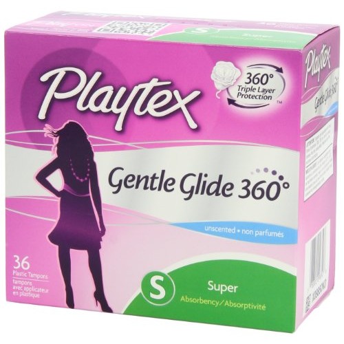 Playtex Simply Gentle Glide Unscented Tampons, Super Absorbency, 36 Count (Pa...