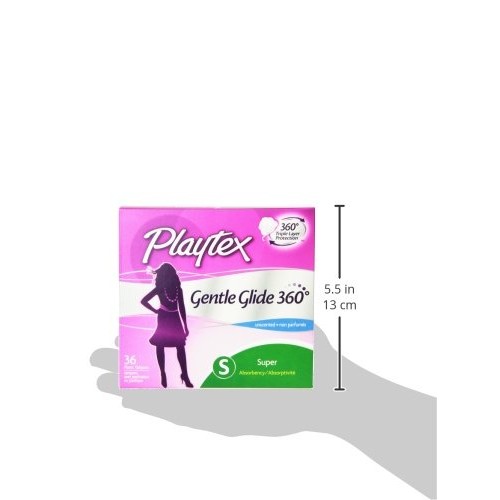Playtex Simply Gentle Glide Unscented Tampons, Super Absorbency, 36 Count (Pa...
