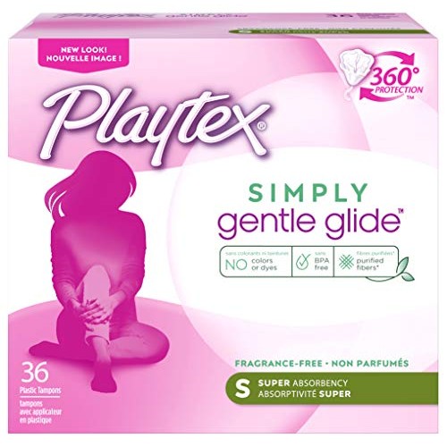 Playtex Simply Gentle Glide Unscented Tampons, Super Absorbency, 36 Count (Pa...