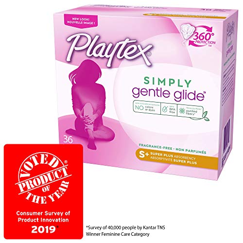 Playtex Simply Gentle Glide Unscented Tampons, Super Plus Absorbency, 36 Coun...
