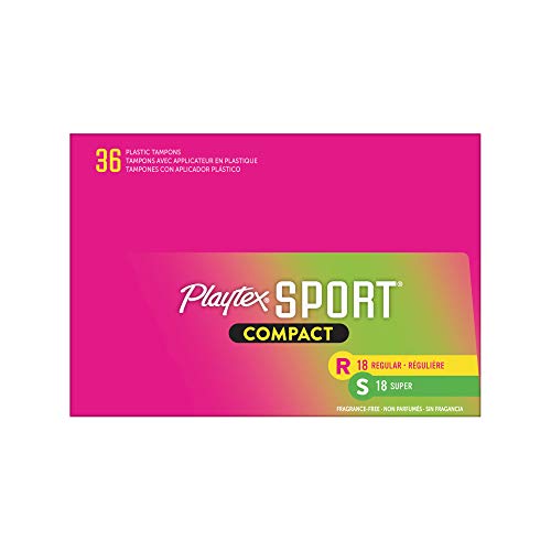 Playtex Sport Compact Athletic Tampons, Regular & Super Absorbency, Multi-Pac...
