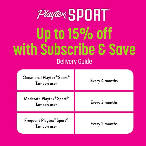 Playtex Sport Compact Athletic Tampons, Regular & Super Absorbency, Multi-Pac...