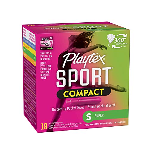 Playtex Sport Compact Tampons Super Absorbency, Unscented, 18 Count