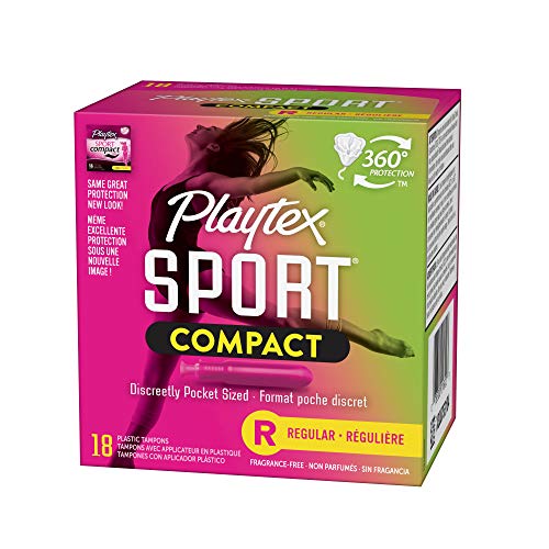Playtex Sport Regular Absorbency Compact Tampons with Flex-Fit Technology and...