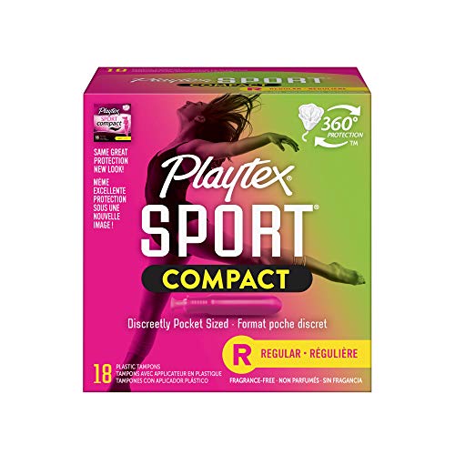 Playtex Sport Regular Absorbency Compact Tampons with Flex-Fit Technology and...