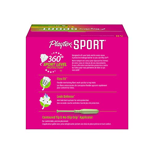 Playtex Sport Tampons Multipack, Regular and Super Absorbency, Unscented, 48 ...