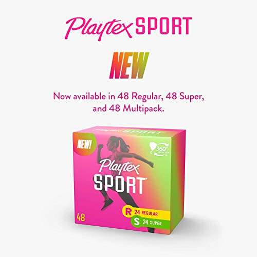 Playtex Sport Tampons Multipack, Regular and Super Absorbency, Unscented, 48 ...