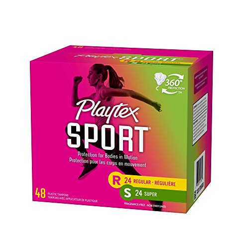 Playtex Sport Tampons Multipack, Regular and Super Absorbency, Unscented, 48 ...