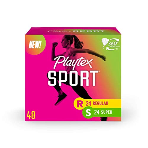 Playtex Sport Tampons Multipack, Regular and Super Absorbency, Unscented, 48 ...