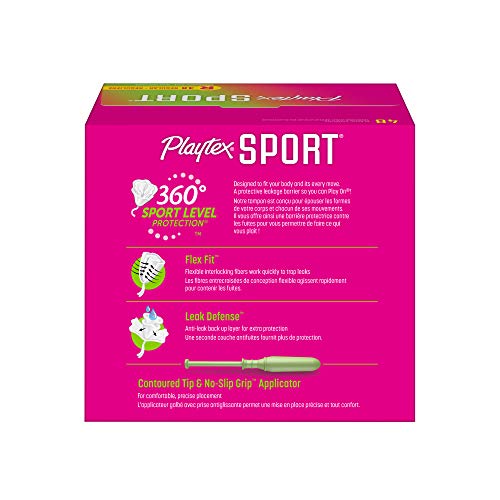 Playtex, Sport Tampons Regular Absorbency, White, Unscented, 48 Count