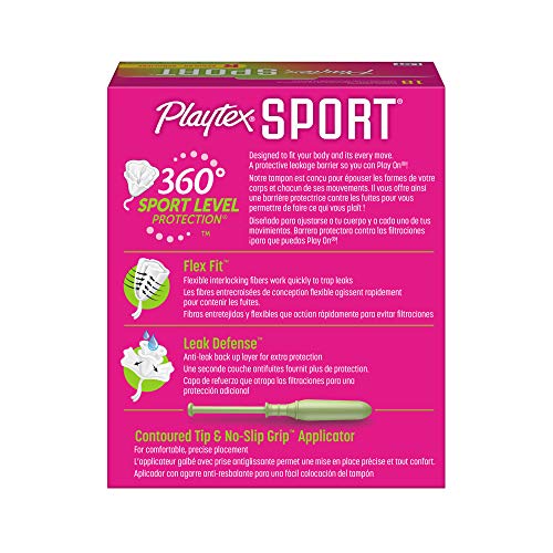 Playtex Sport Tampons with Flex-Fit Technology, Regular, Unscented - 18 Count