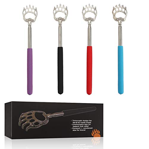 (4-Pack) Plazuria Portable Extendable Telescopic Bear Claws Metal Back Scratc...