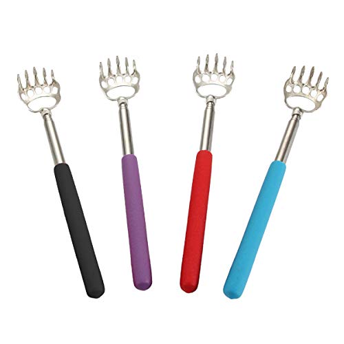 (4-Pack) Plazuria Portable Extendable Telescopic Bear Claws Metal Back Scratc...