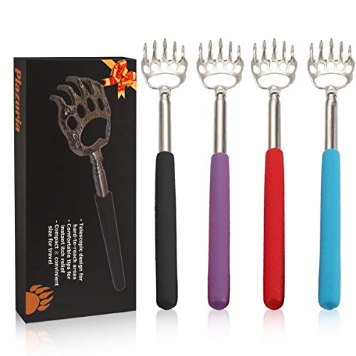 (4-Pack) Plazuria Portable Extendable Telescopic Bear Claws Metal Back Scratc...