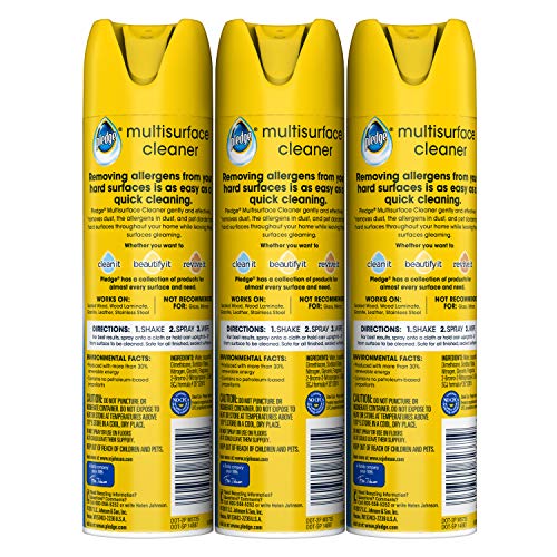 Pledge Dust & Allergen Multisurface Cleaner Spray, Works on Leather, Granite,...