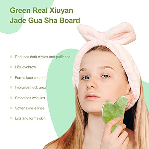 Face Roller - Gua Sha Jade Roller, Face Roller with Metal Handle, Skin Care T...