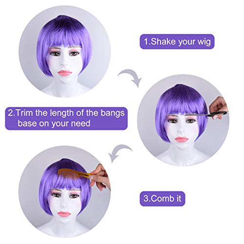 PLULON 20 Pieces Party Wigs and Sunglass Set, Neon Short Bob Wig Sunglass Pac...