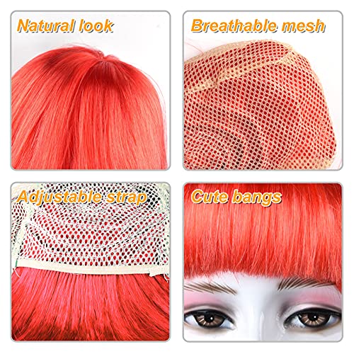 PLULON 20 Pieces Party Wigs and Sunglass Set, Neon Short Bob Wig Sunglass Pac...