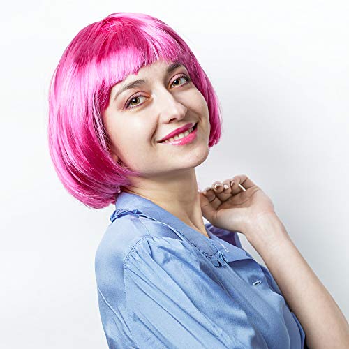 PLULON 20 Pieces Party Wigs and Sunglass Set, Neon Short Bob Wig Sunglass Pac...