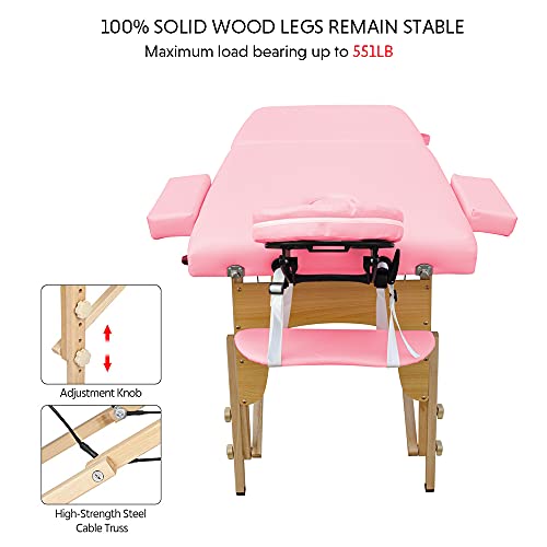 PMSW Massage Table Portable Massage Spa Bed 2 Folding PVC Massage Therapy Tab...