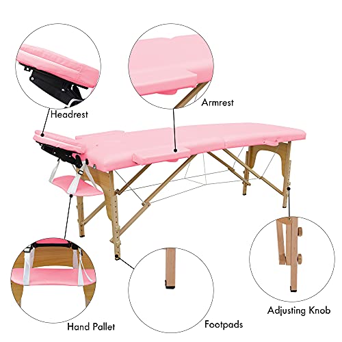 PMSW Massage Table Portable Massage Spa Bed 2 Folding PVC Massage Therapy Tab...
