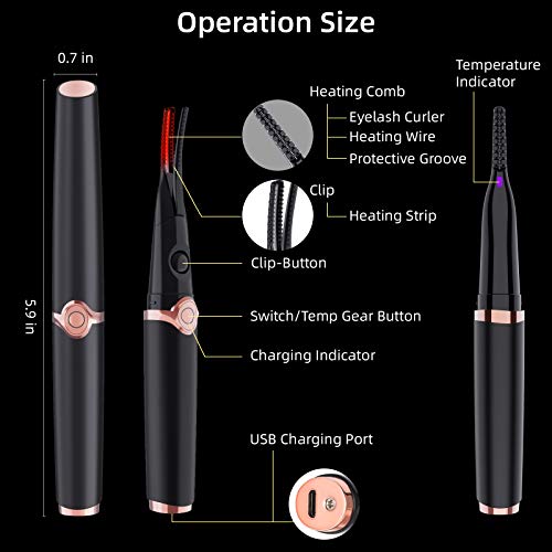 PNSSL Electric Heated Eyelash Curler 2 in 1 Duble-Sided Rechargeable Heated L...