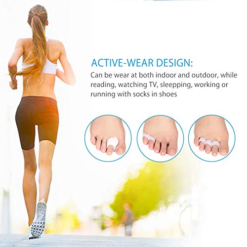 Toe Straightener Spacers, 3 Pairs Gel Toe Separators Set Washable and Reusabl...