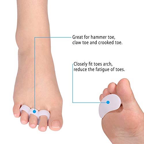 Toe Straightener Spacers, 3 Pairs Gel Toe Separators Set Washable and Reusabl...