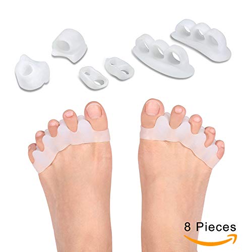 Toe Straightener Spacers, 3 Pairs Gel Toe Separators Set Washable and Reusabl...