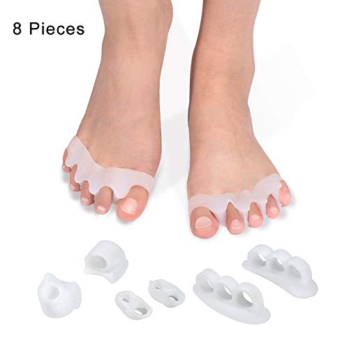 Toe Straightener Spacers, 3 Pairs Gel Toe Separators Set Washable and Reusabl...