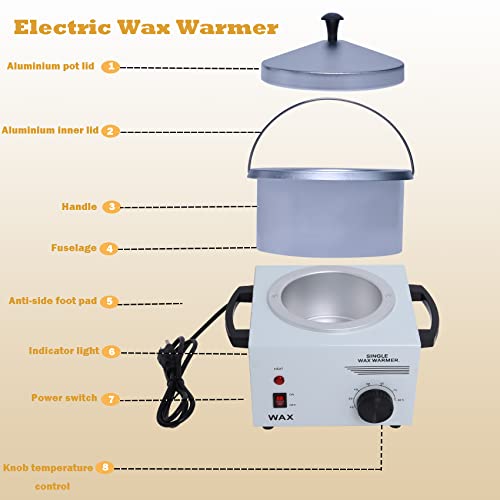 Single Pot Electric Wax Warmer Machine for Body Hair Removal Hot SPA Aluminum...