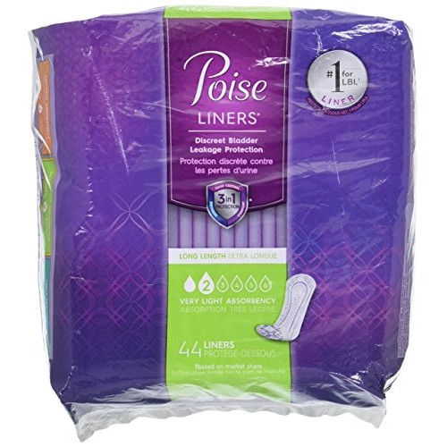 44 Poise Long Length Panty Liners Fresh Lightweight- #2 Light Bladder Urine L...