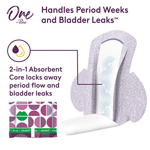 One by Poise Feminine Pads with Wings (2-in-1 Period & Bladder Leakage Pad fo...