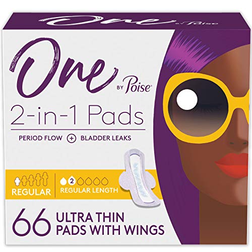 One by Poise Feminine Pads with Wings (2-in-1 Period & Bladder Leakage Pad fo...