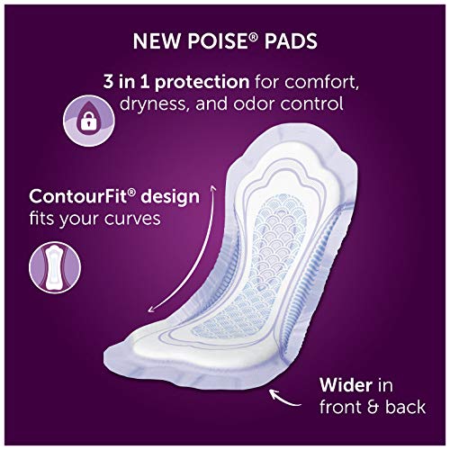Poise Incontinence Pads for Women, Light Absorbency, Long Length, 96 Count (4...