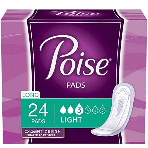Poise Incontinence Pads for Women, Light Absorbency, Long Length, 96 Count (4...