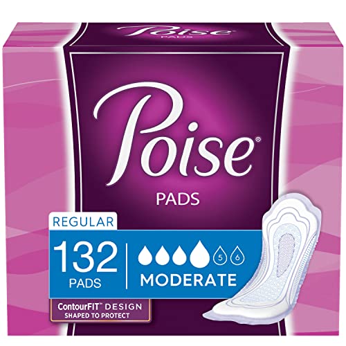 Poise Incontinence Pads for Women, Moderate Absorbency, Regular Length, 66 Co...