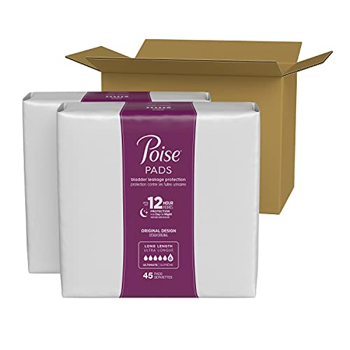 Poise Incontinence Pads for Women, Ultimate Absorbency, Long, Original Design...