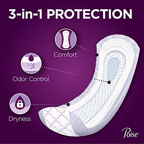 Poise Incontinence Pads for Women, Ultimate Absorbency, Long, Original Design...