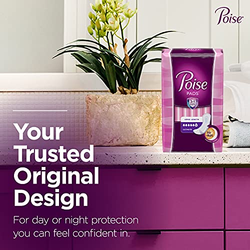 Poise Incontinence Pads for Women, Ultimate Absorbency, Long, Original Design...