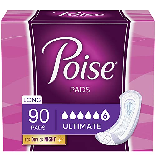 Poise Incontinence Pads for Women, Ultimate Absorbency, Long, Original Design...